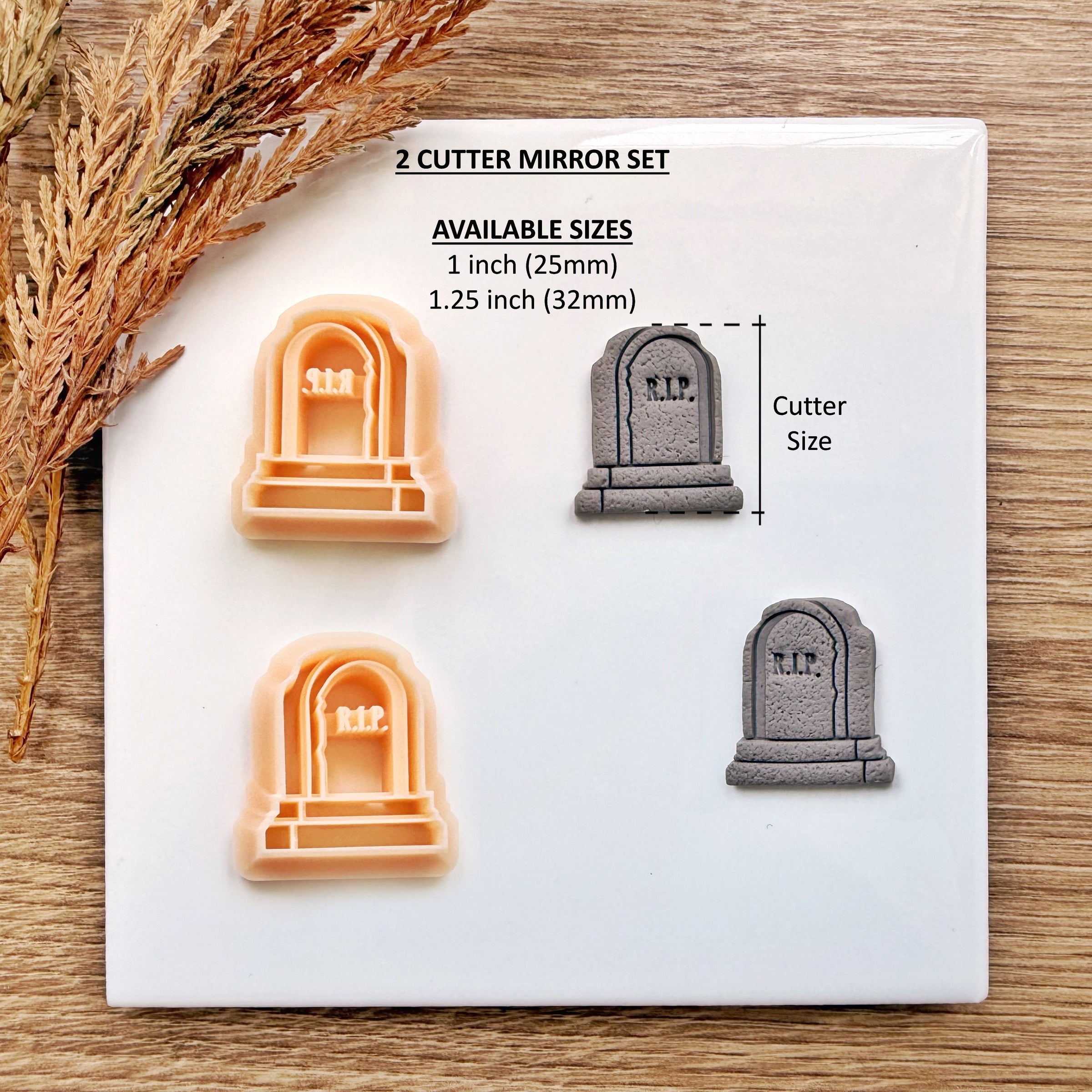 RIP Tombstone Clay Cutter | Halloween 2025 Gravestone Earring Tool | Optional Mirror | 2 Sizes