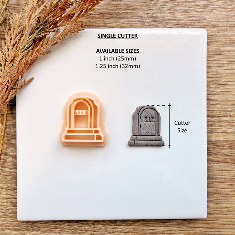 RIP Tombstone Clay Cutter | Halloween 2025 Gravestone Earring Tool | Optional Mirror | 2 Sizes