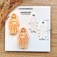 Spooky Ghost Clay Cutter | 2 Inch Polymer Clay Earring Tool | Halloween 2025 Ghost Design | Optional Mirror
