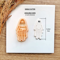 Spooky Ghost Clay Cutter | 2 Inch Polymer Clay Earring Tool | Halloween 2025 Ghost Design | Optional Mirror