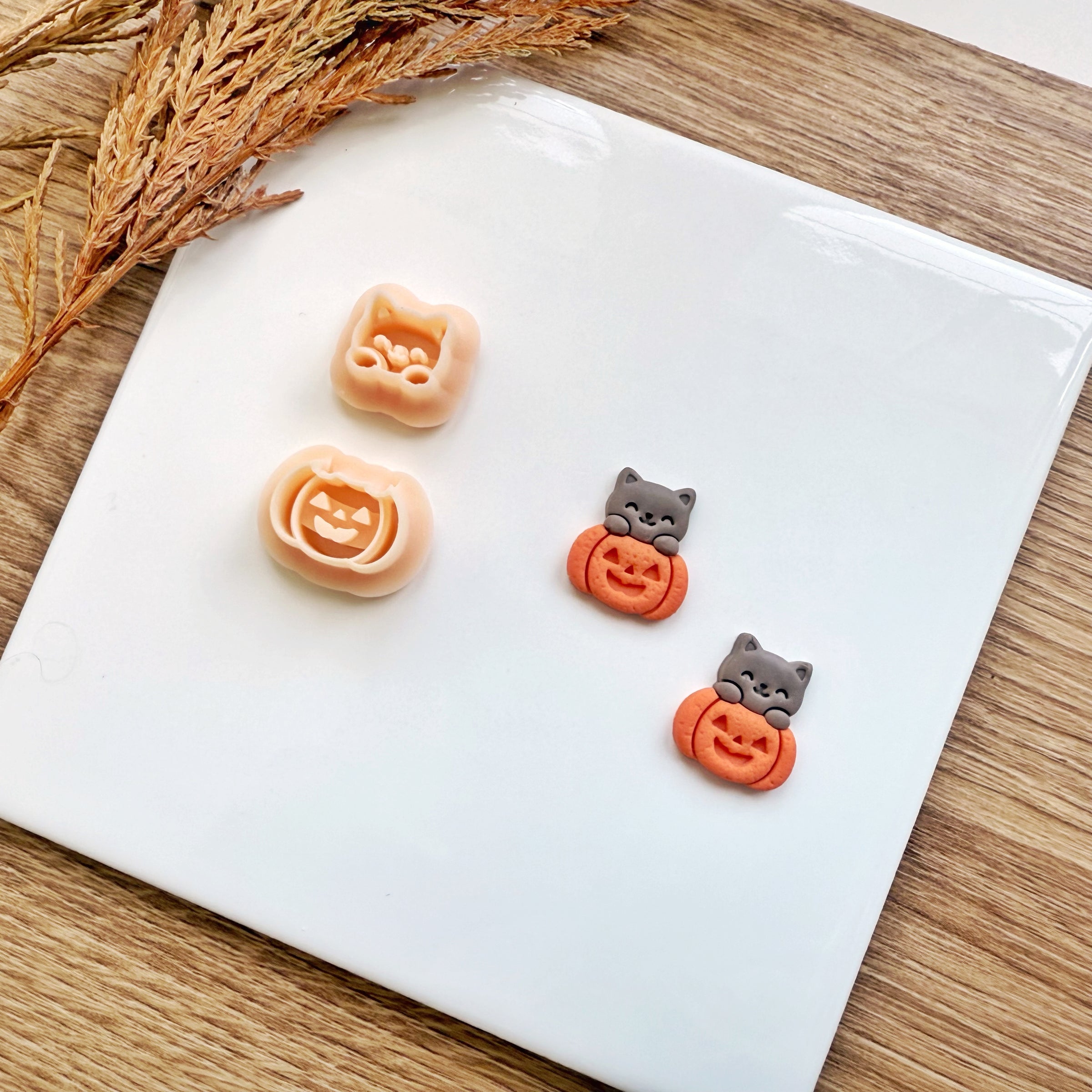 Cat in Pumpkin Clay Cutter Set | 2 Piece Halloween & Fall 2025 Earring Tool