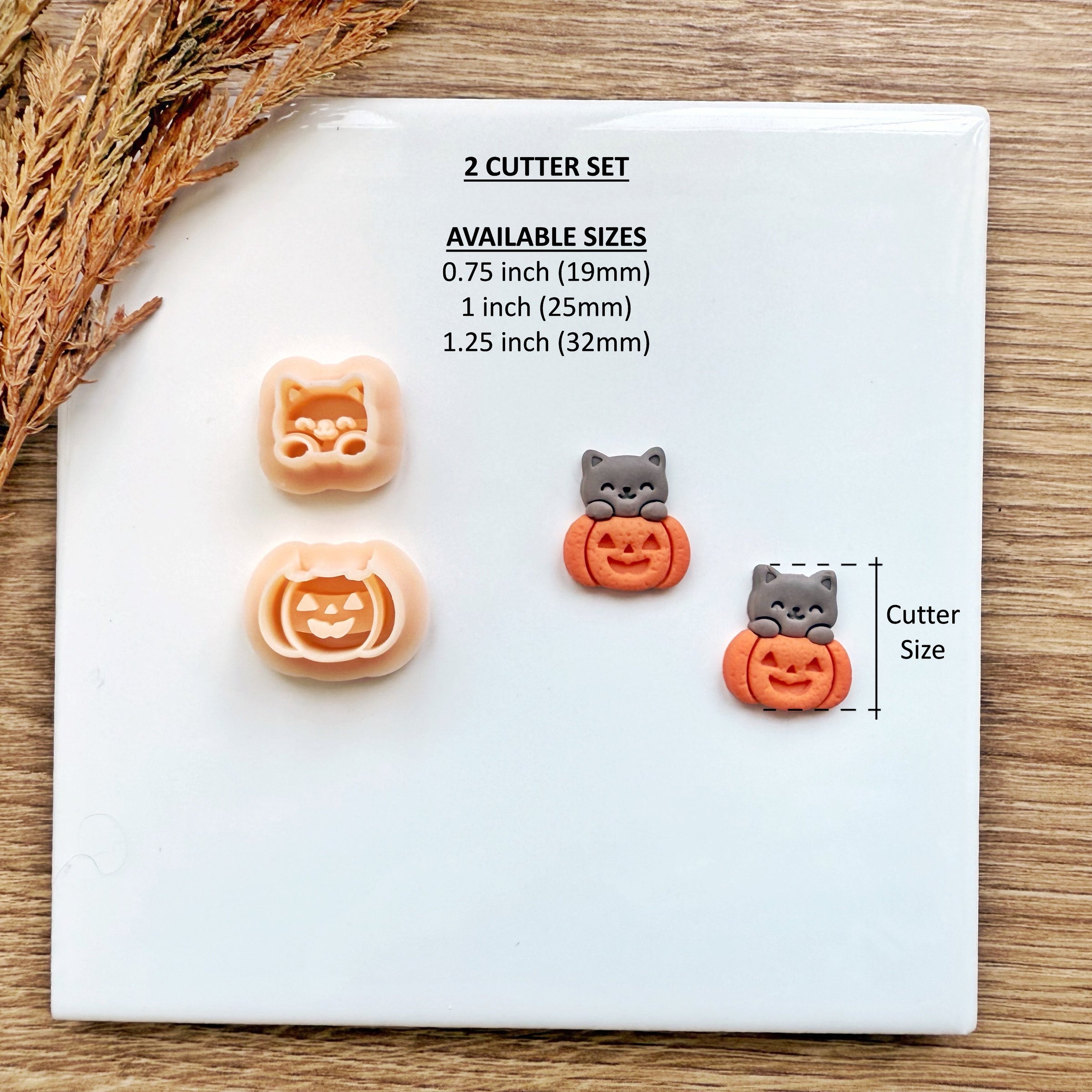 Cat in Pumpkin Clay Cutter Set | 2 Piece Halloween & Fall 2025 Earring Tool