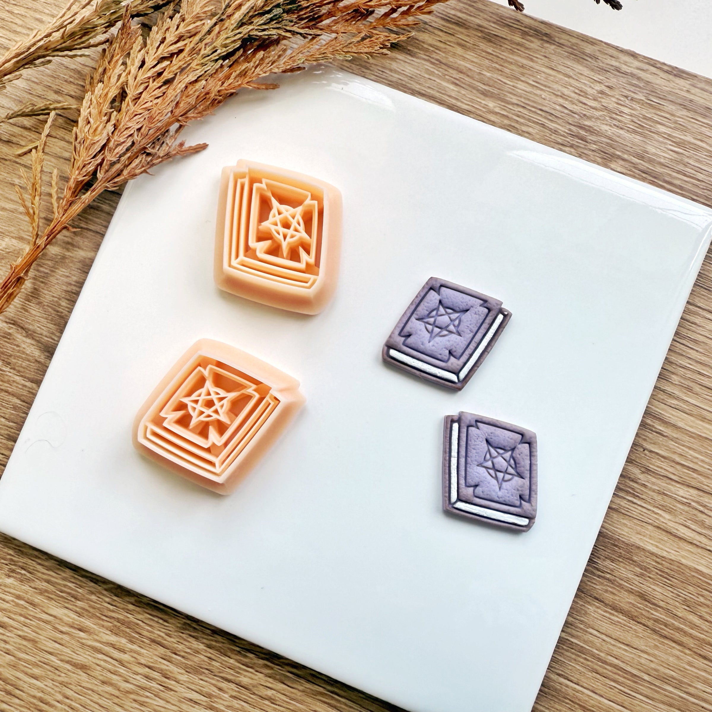 Spellbook Clay Cutter | Witchy Earring Tool | Halloween 2025 | Optional Mirror | 2 Sizes