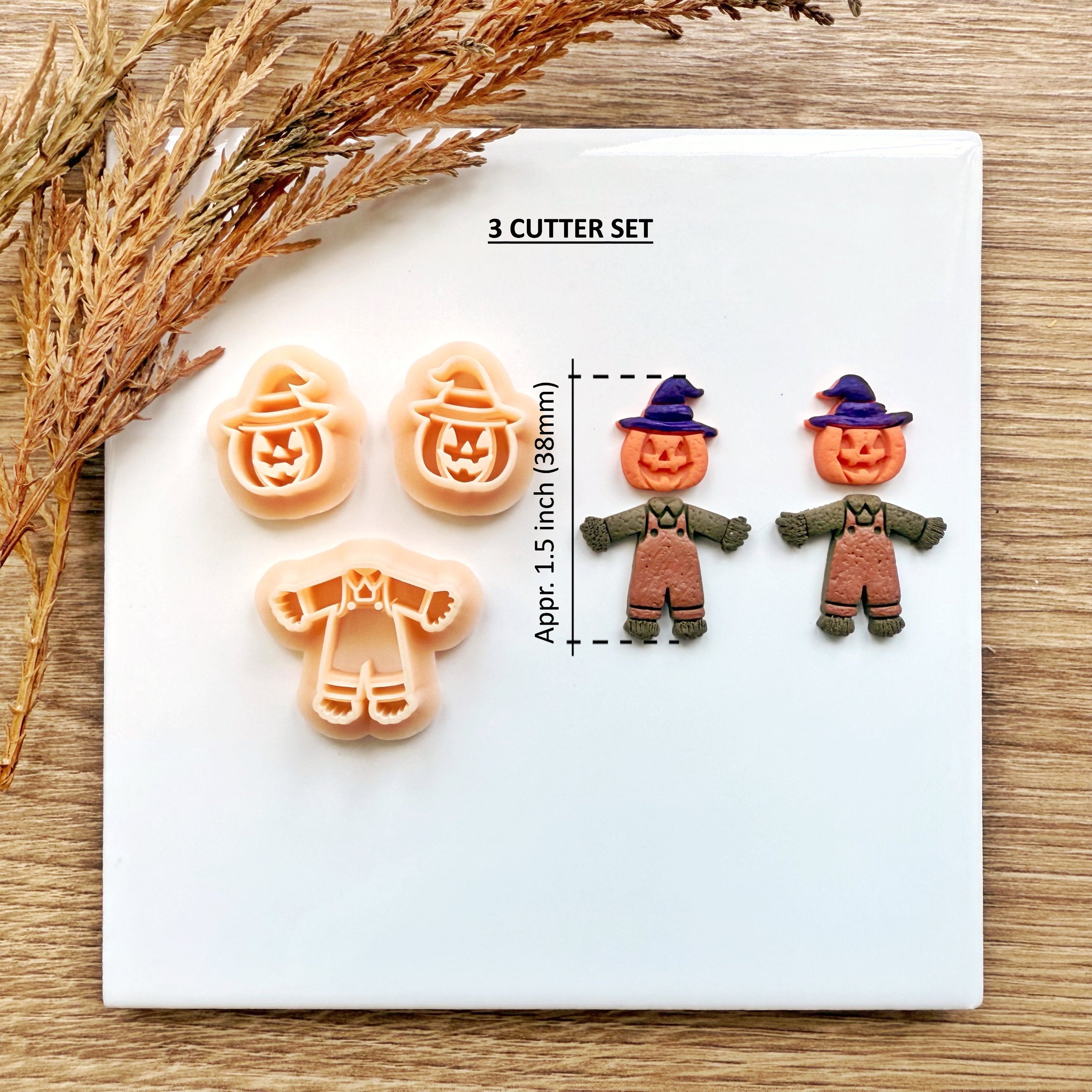 Scarecrow Clay Cutter Set | 3-Piece Fall Halloween 2025 Polymer Clay Tool