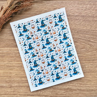 Witch Hat & Potion Polymer Clay Transfer Sheet – Halloween Magic Theme (3.9"x5")