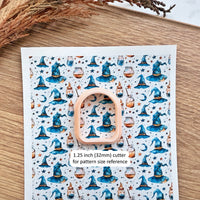 Witch Hat & Potion Polymer Clay Transfer Sheet – Halloween Magic Theme (3.9"x5")