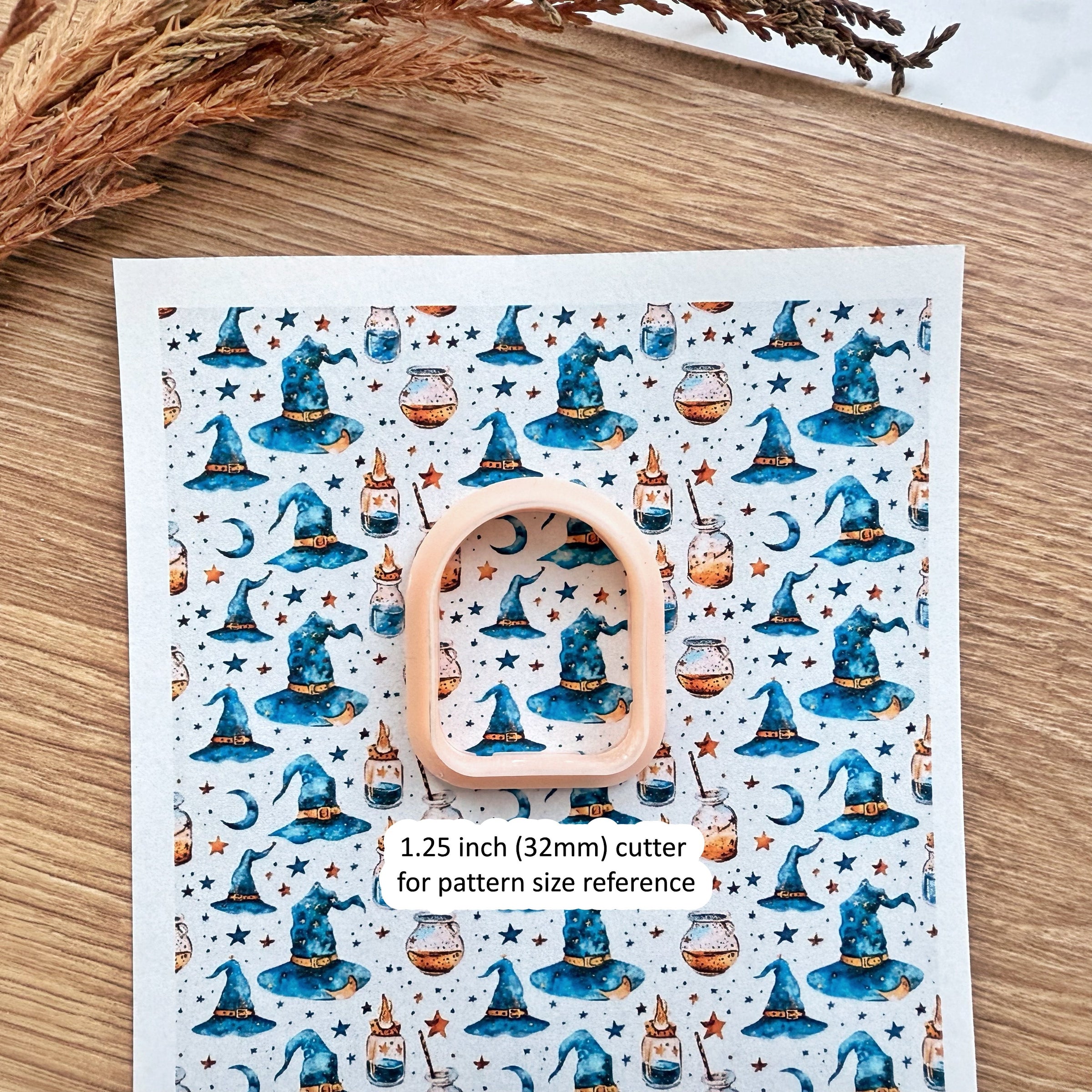 Witch Hat & Potion Polymer Clay Transfer Sheet – Halloween Magic Theme (3.9"x5")