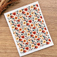 Autumn Florals Polymer Clay Transfer Sheet – Fall Floral Pattern for Earrings & Jewelry