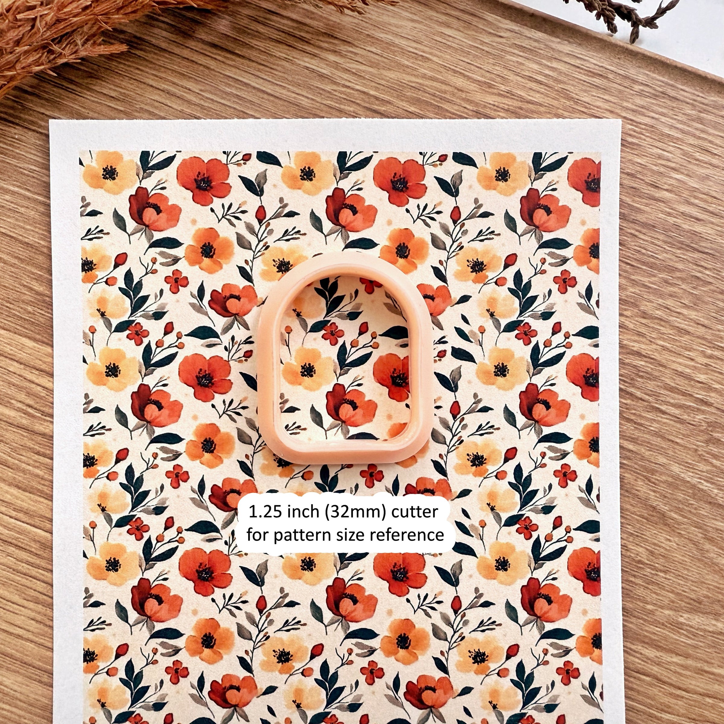 Autumn Florals Polymer Clay Transfer Sheet – Fall Floral Pattern for Earrings & Jewelry