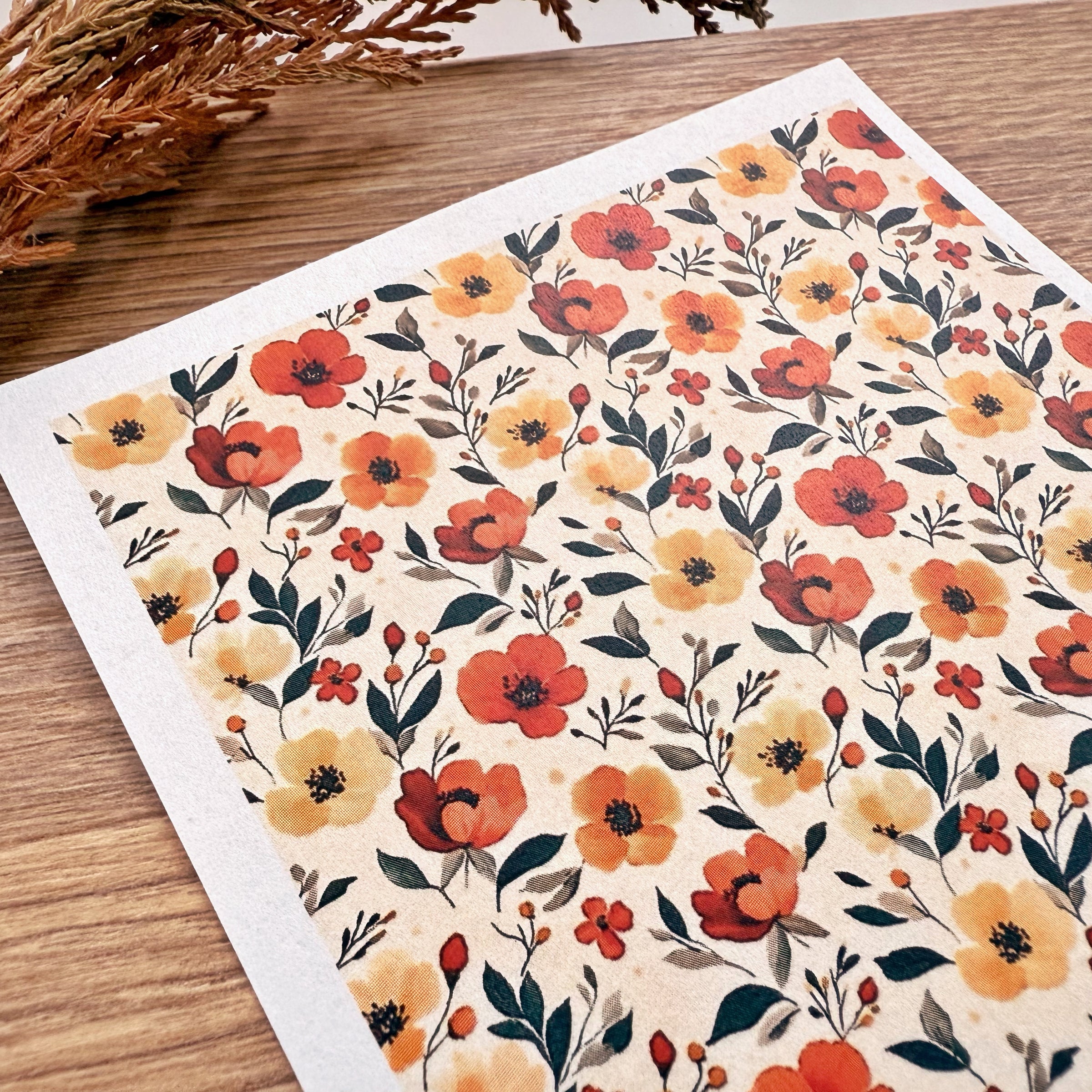 Autumn Florals Polymer Clay Transfer Sheet – Fall Floral Pattern for Earrings & Jewelry