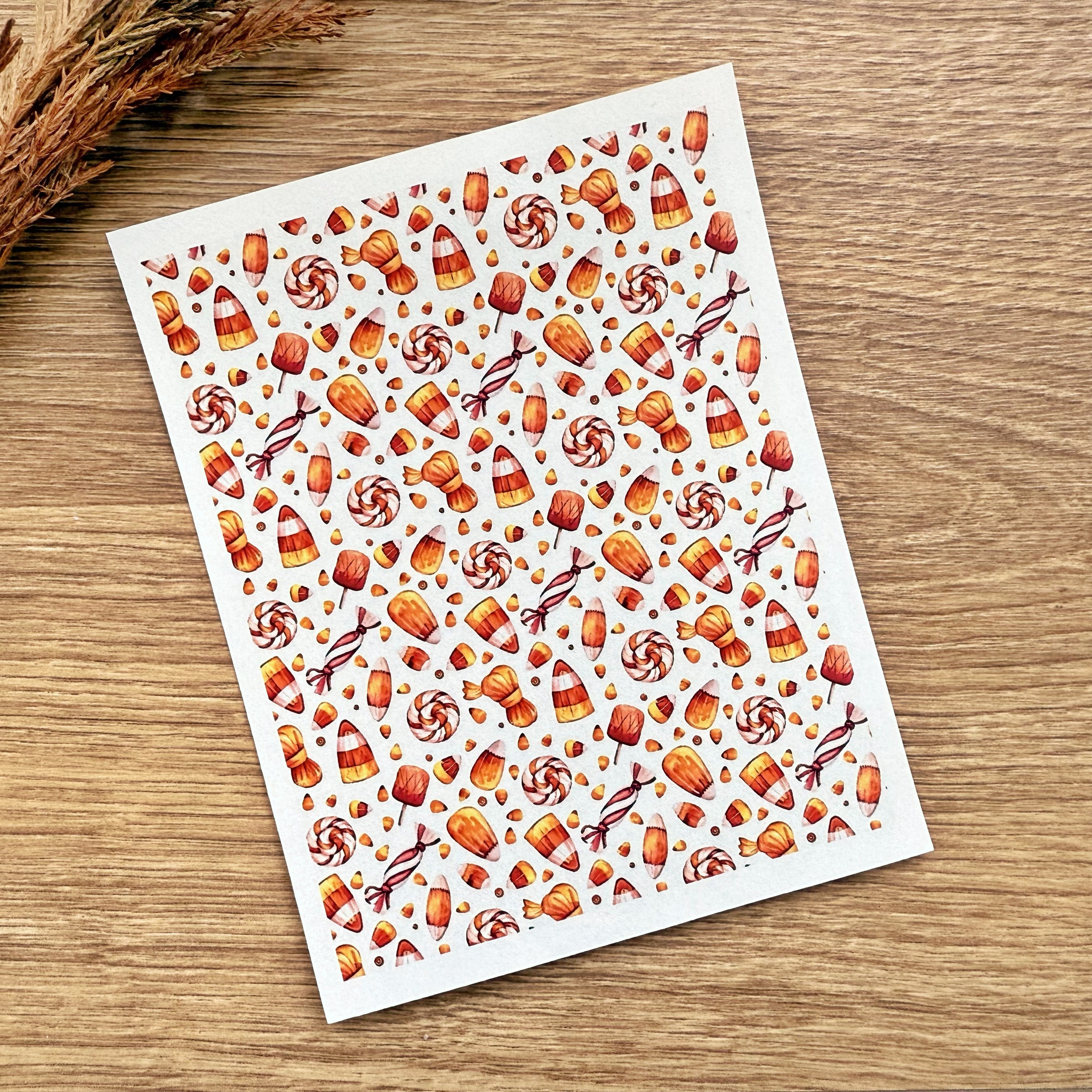 Candy Corn Polymer Clay Transfer Sheet – Halloween Sweets Pattern (3.9"x5")