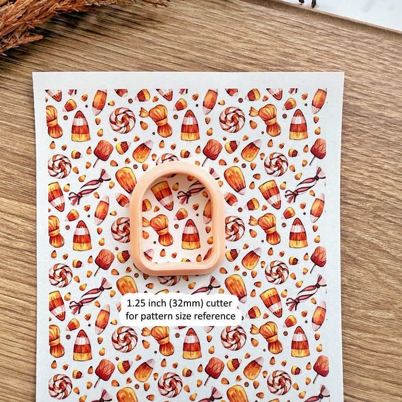 Candy Corn Polymer Clay Transfer Sheet – Halloween Sweets Pattern (3.9"x5")