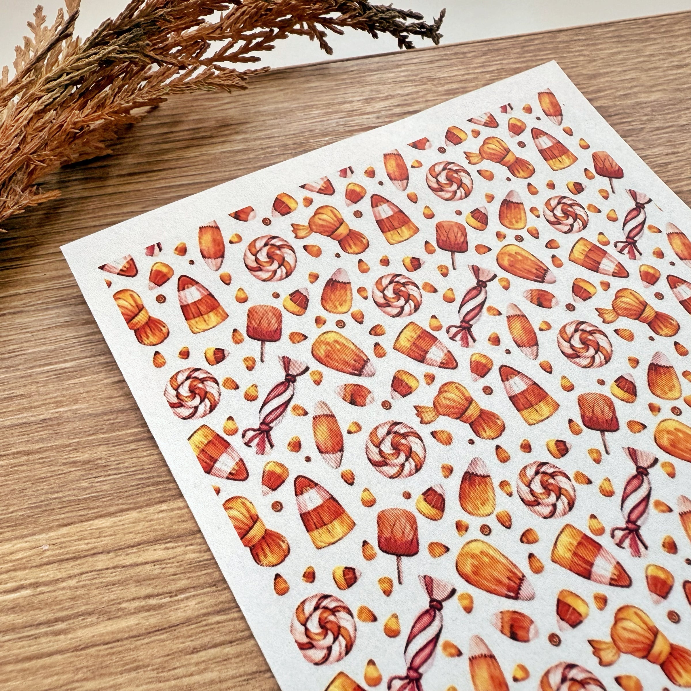 Candy Corn Polymer Clay Transfer Sheet – Halloween Sweets Pattern (3.9"x5")