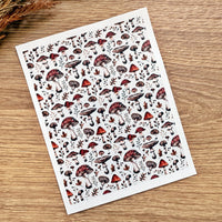 Autumn Mushroom Polymer Clay Transfer Sheet – Fall Forest Design for Earrings & Charms (3.9"x5")