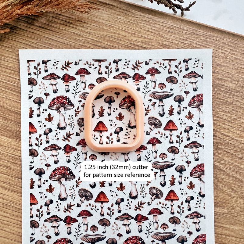 Autumn Mushroom Polymer Clay Transfer Sheet – Fall Forest Design for Earrings & Charms (3.9"x5")