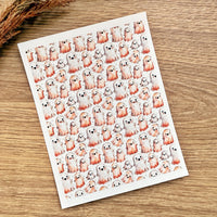 Cute Ghosts Polymer Clay Transfer Sheet – Kawaii Halloween Design for Earrings & Studs (3.9"x5")
