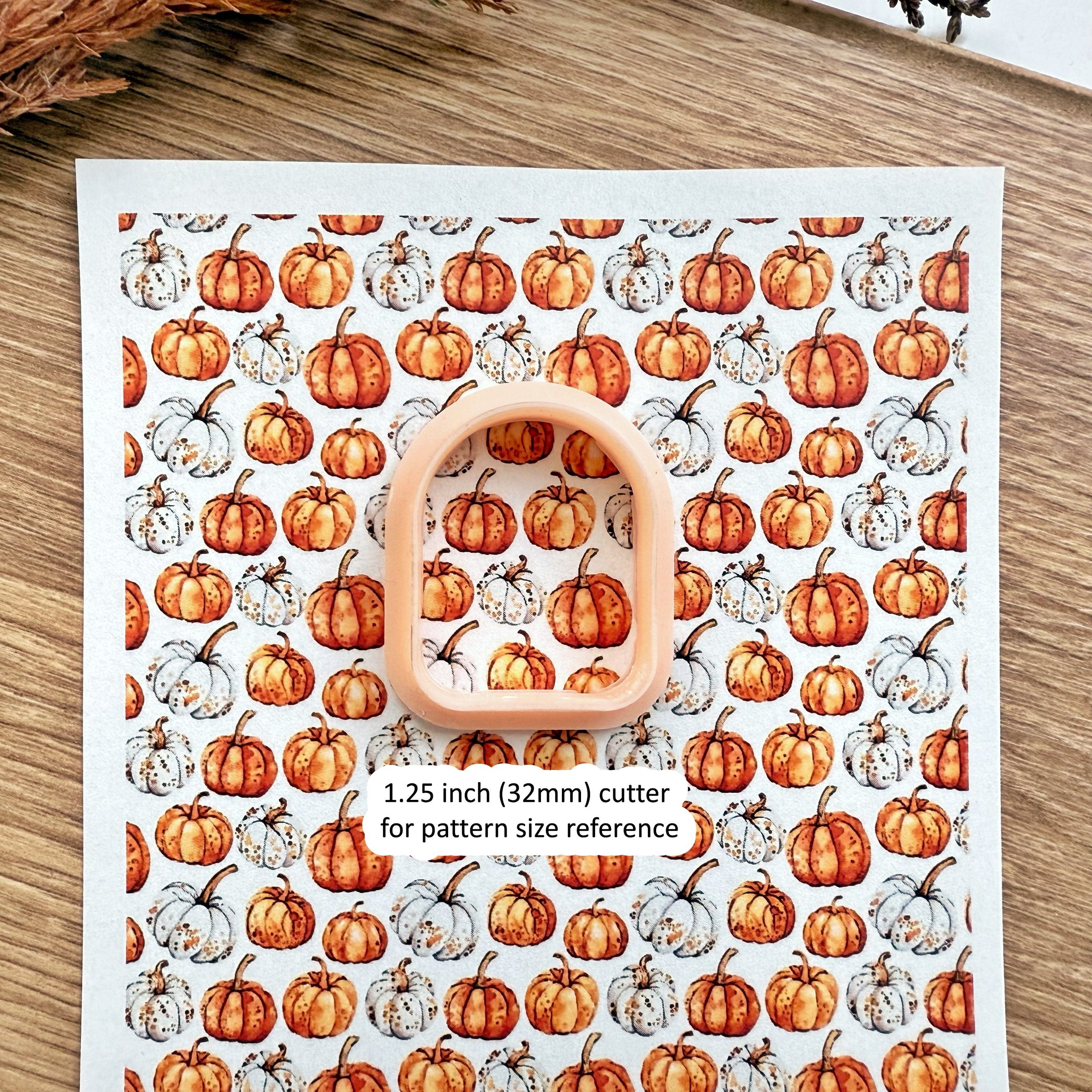 Pumpkin Patch Polymer Clay Transfer Sheet – Orange & White Fall Pumpkins (3.9"x5")