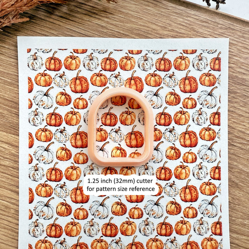 Pumpkin Patch Polymer Clay Transfer Sheet – Orange & White Fall Pumpkins (3.9"x5")