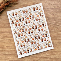 Pumpkin Spice Latte Polymer Clay Transfer Sheet – Fall Coffee Theme for Cozy Autumn Earrings