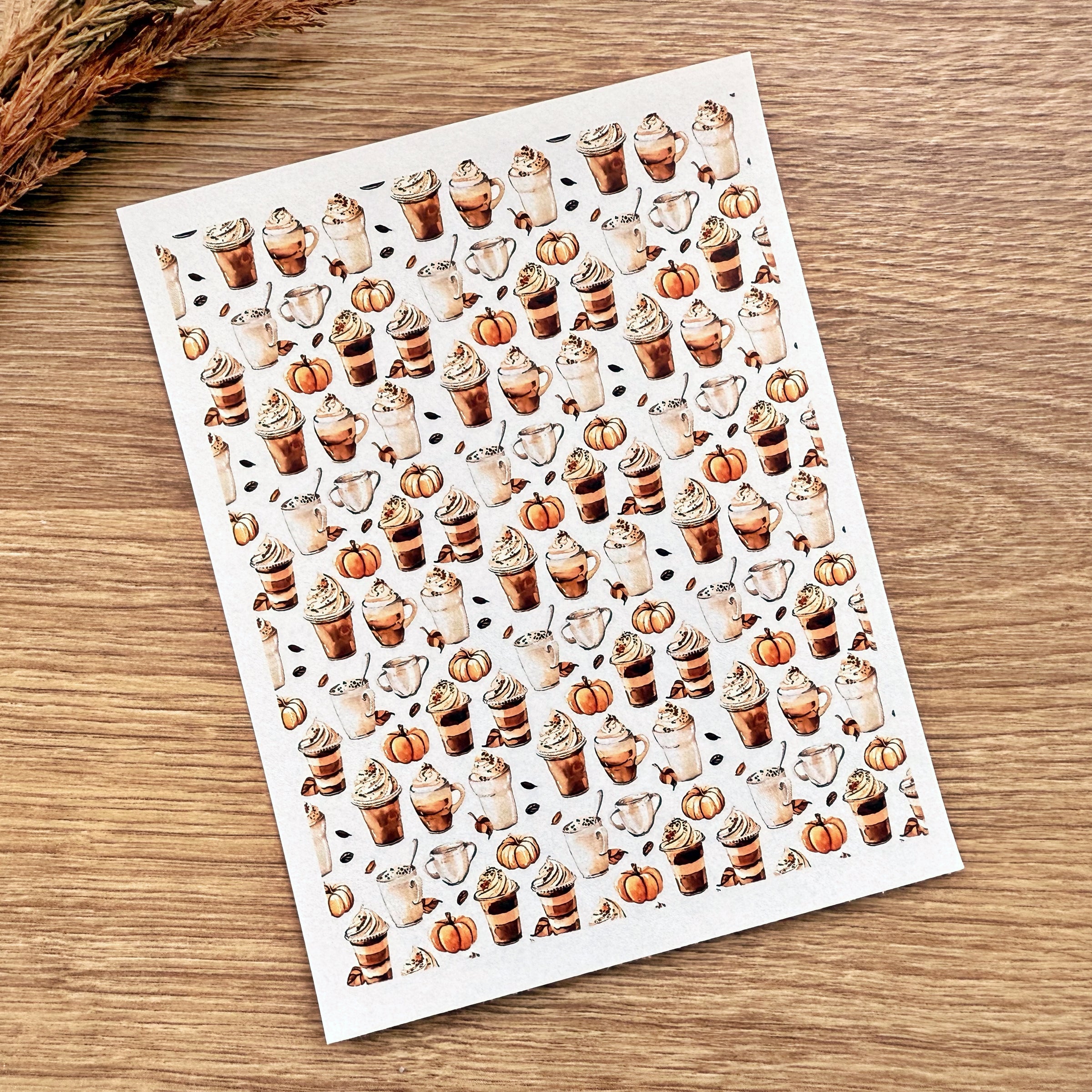 Pumpkin Spice Latte Polymer Clay Transfer Sheet – Fall Coffee Theme for Cozy Autumn Earrings