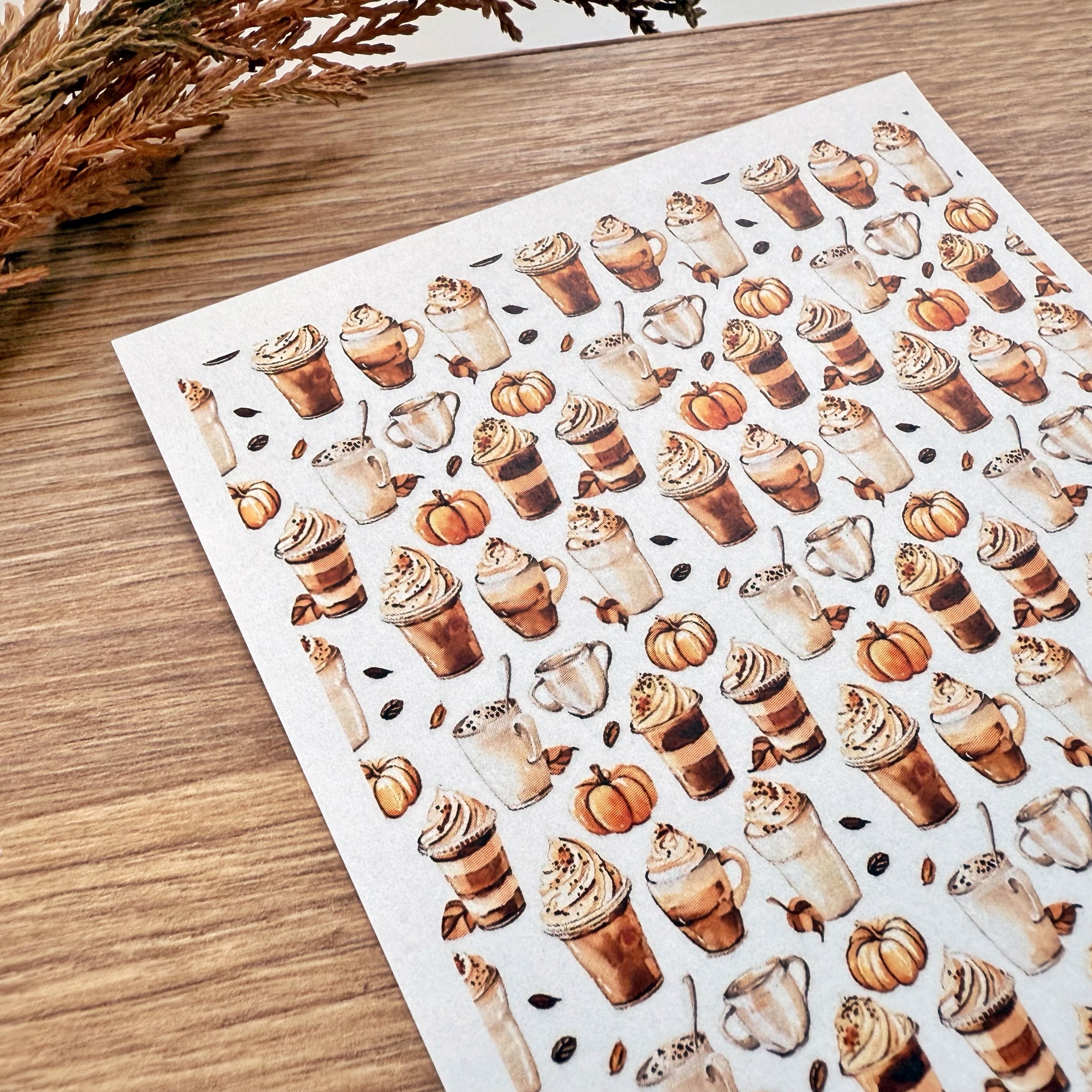 Pumpkin Spice Latte Polymer Clay Transfer Sheet – Fall Coffee Theme for Cozy Autumn Earrings