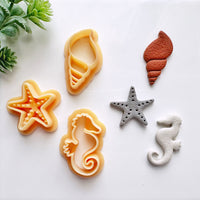 Sea Life Clay Cutter Set – Seashell, Starfish & Seahorse Polymer Clay Cutters