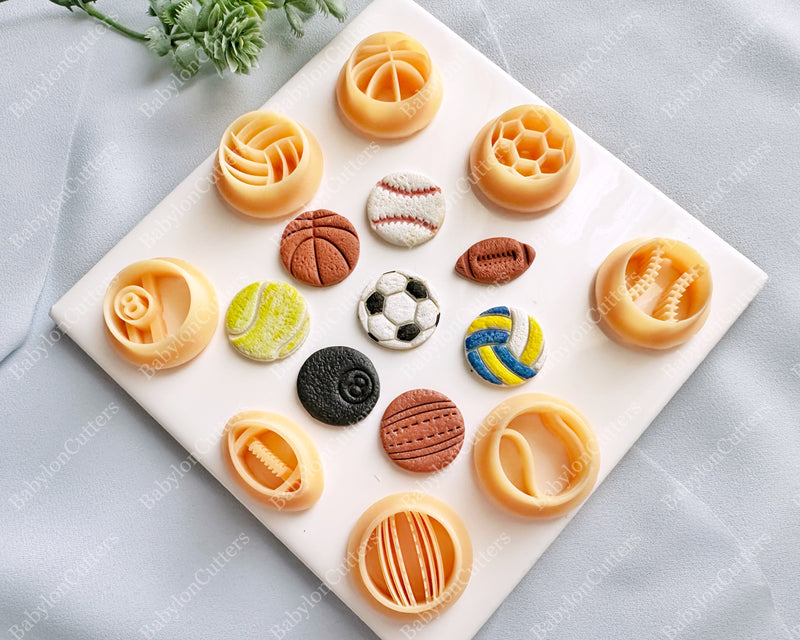 Sports Ball Clay Cutter Set – Football, Basketball & More Polymer Clay Cutters