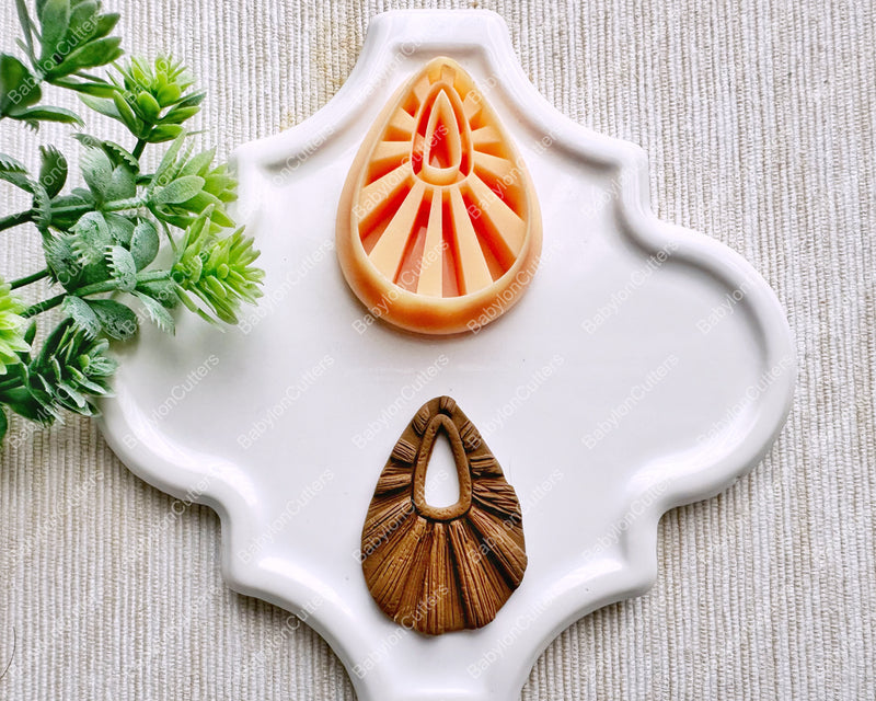 Macrame Oval Drop Clay Cutter – Boho Polymer Clay Cutter for Earrings & Crafts