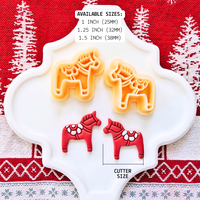 Dala Horse Clay Cutter Mirror Set – 1, 1.25, 1.5 Inch Christmas Polymer Clay Tools