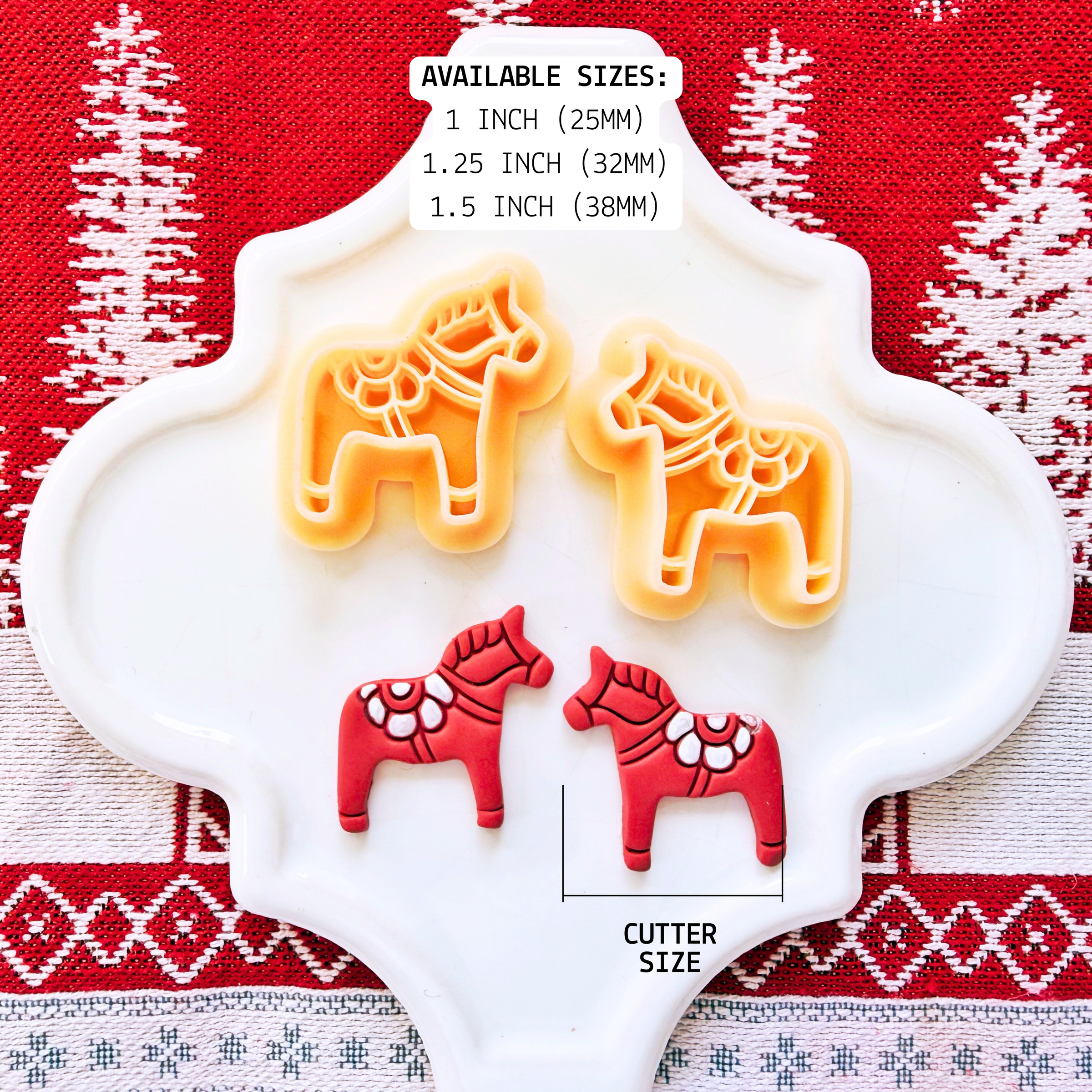 Dala Horse Clay Cutter Mirror Set – 1, 1.25, 1.5 Inch Christmas Polymer Clay Tools
