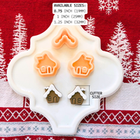 Gingerbread House Clay Cutter – 0.75, 1, 1.25 Inch Christmas Polymer Clay Tools