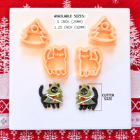Christmas Cat Tree Clay Cutter Set – 4 Piece 1 and 1.25 Inch Polymer Clay Tools
