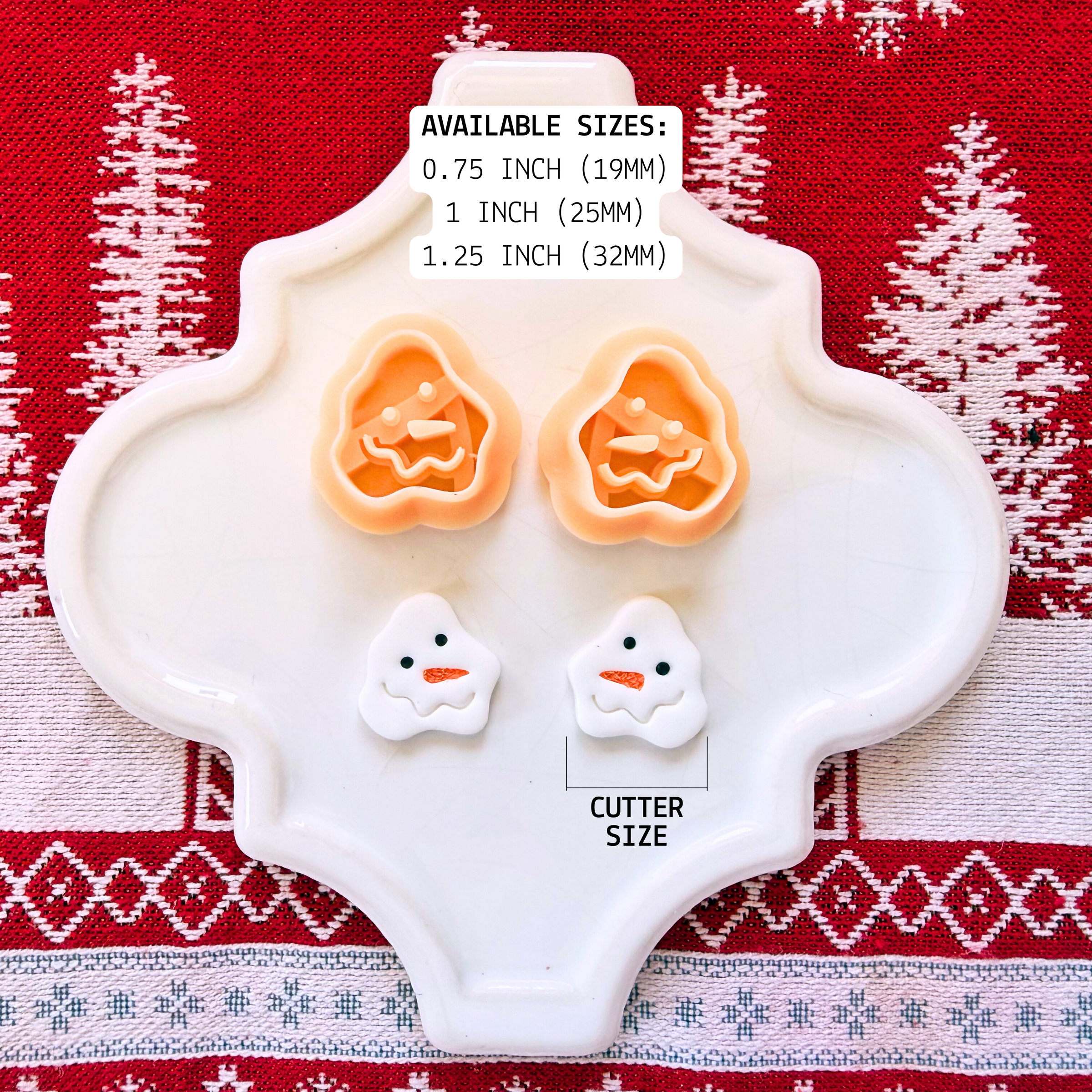 Melted Snowman Clay Cutter Mirror Set – 0.75, 1, 1.25 Inch Christmas Polymer Clay Tools