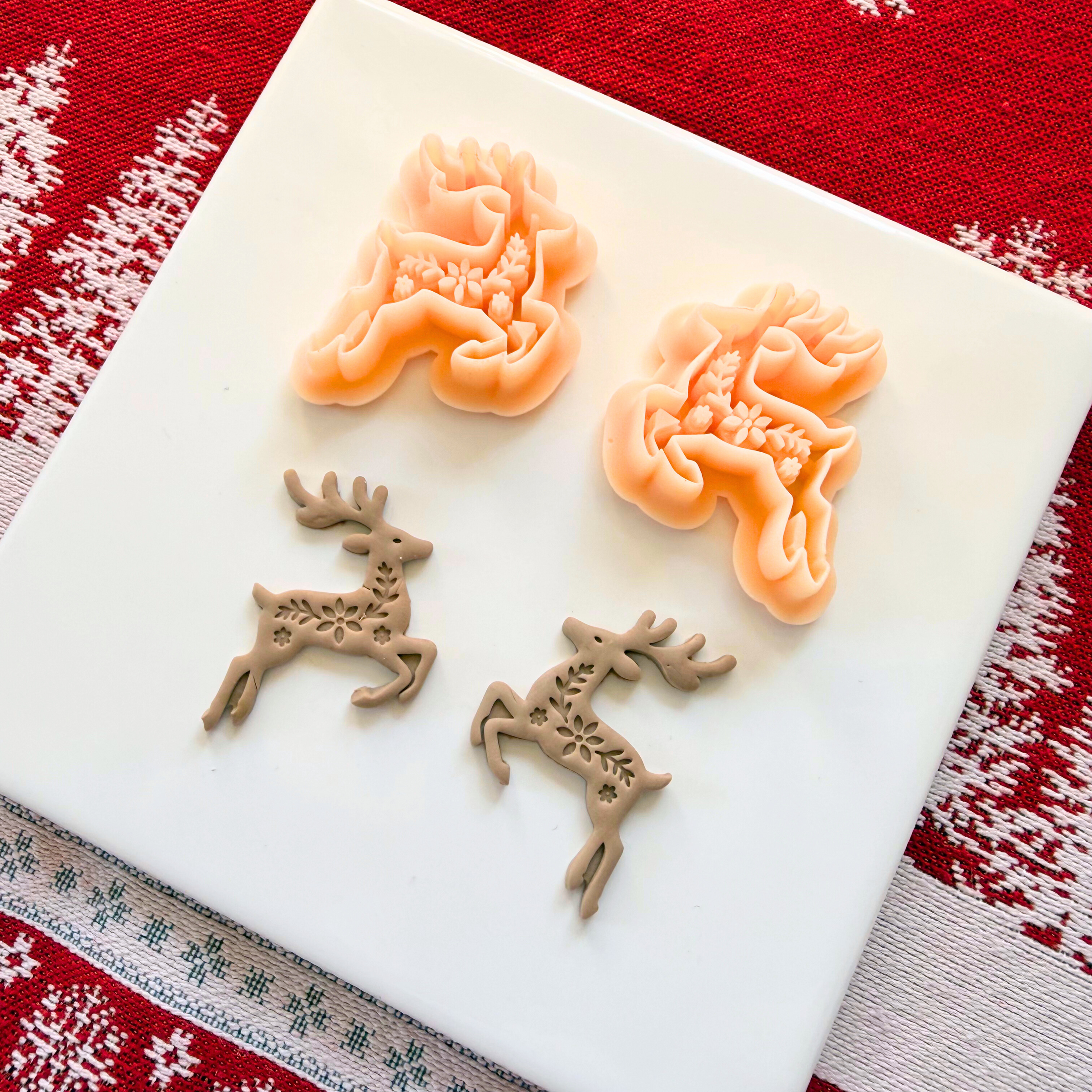 Nordic Reindeer Clay Cutter Mirror Set – 1.25 and 1.5 Inch Christmas Polymer Clay Tools