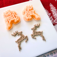 Nordic Reindeer Clay Cutter Mirror Set – 1.25 and 1.5 Inch Christmas Polymer Clay Tools