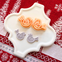 Nordic Bird Clay Cutter Mirror Set – 1 and 1.25 Inch Christmas Polymer Clay Tools