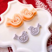 Nordic Bird Clay Cutter Mirror Set – 1 and 1.25 Inch Christmas Polymer Clay Tools