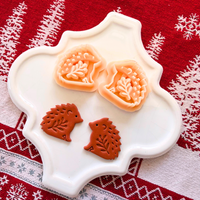 Nordic Hedgehog Clay Cutter Mirror Set – 1 and 1.25 Inch Christmas Polymer Clay Tools