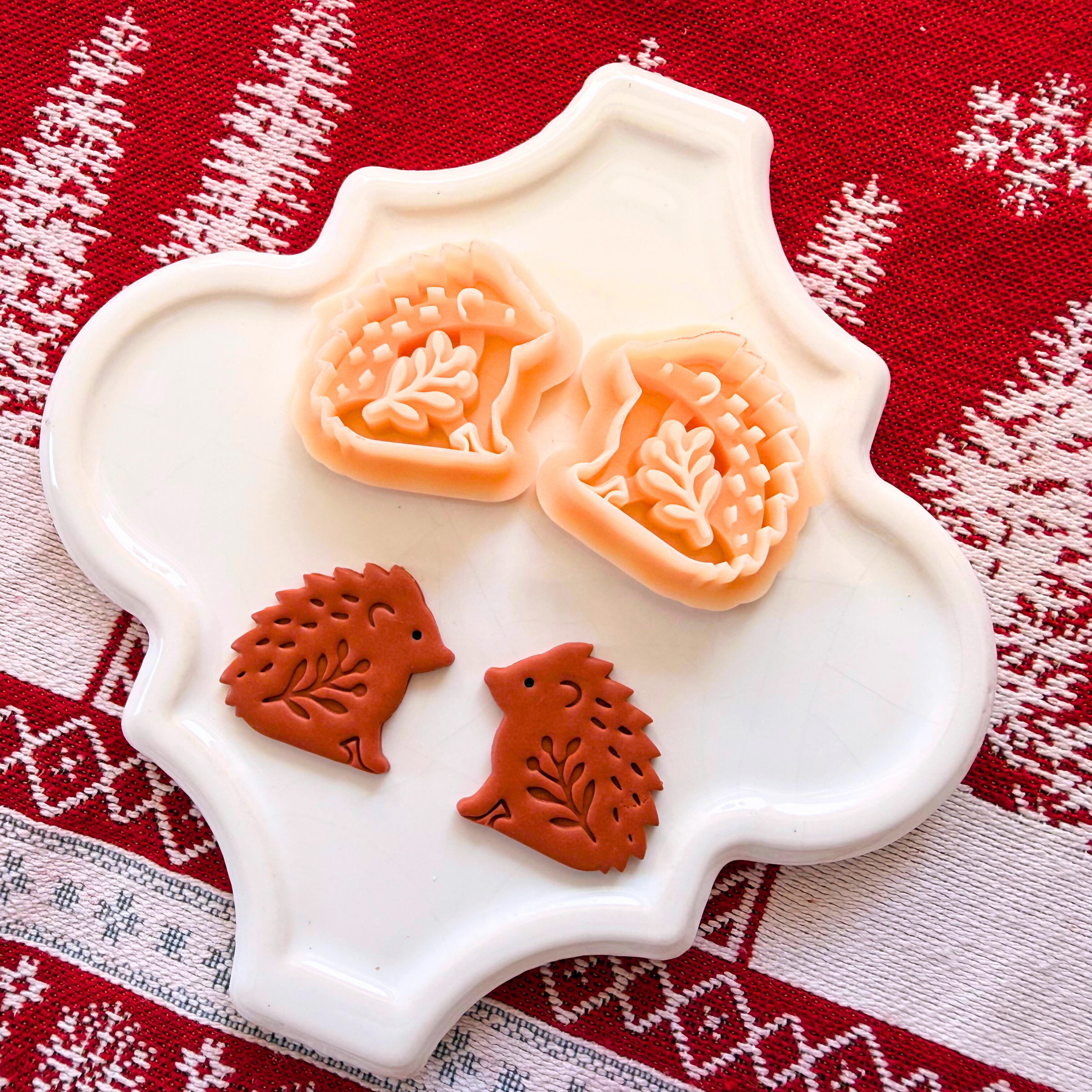 Nordic Hedgehog Clay Cutter Mirror Set – 1 and 1.25 Inch Christmas Polymer Clay Tools