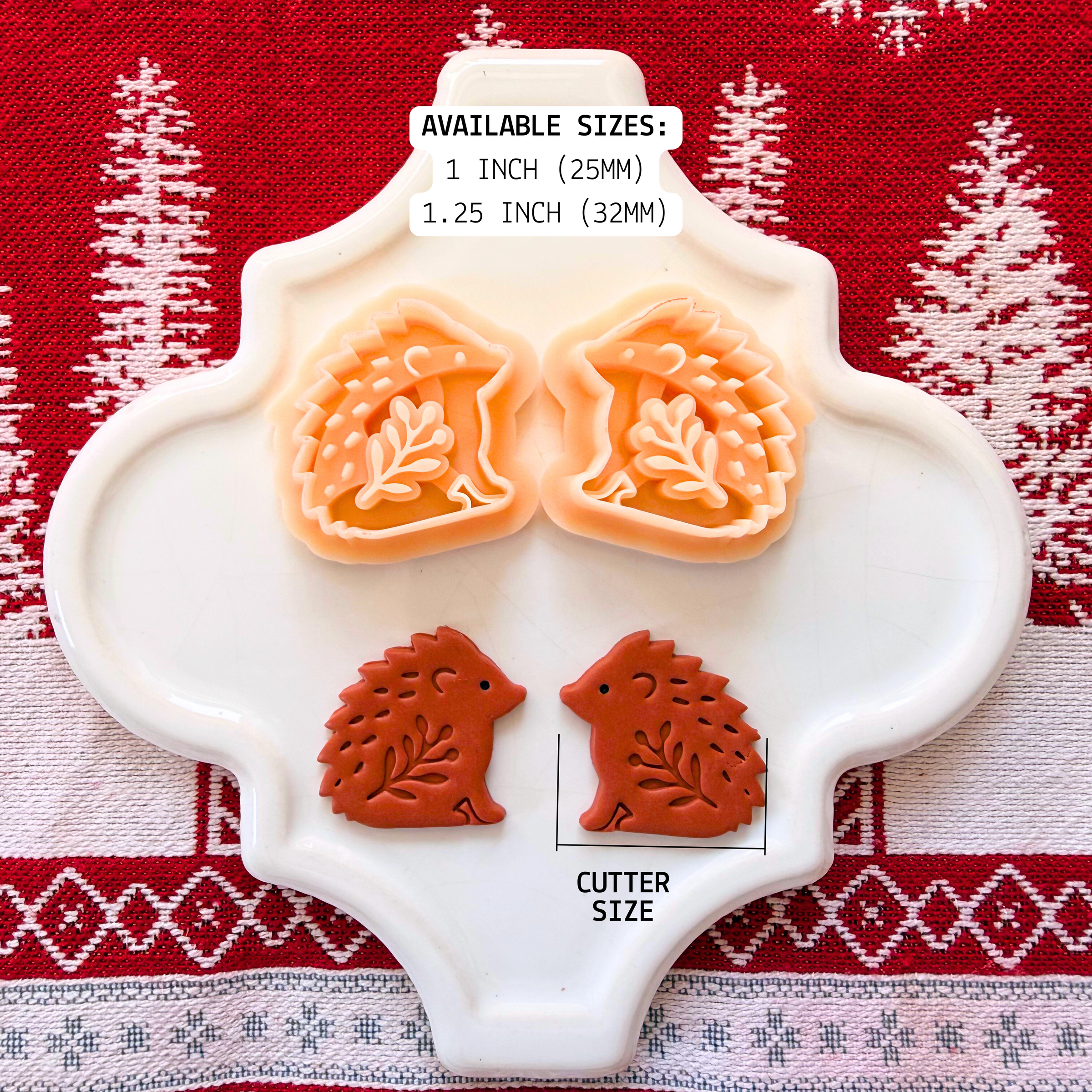 Nordic Hedgehog Clay Cutter Mirror Set – 1 and 1.25 Inch Christmas Polymer Clay Tools