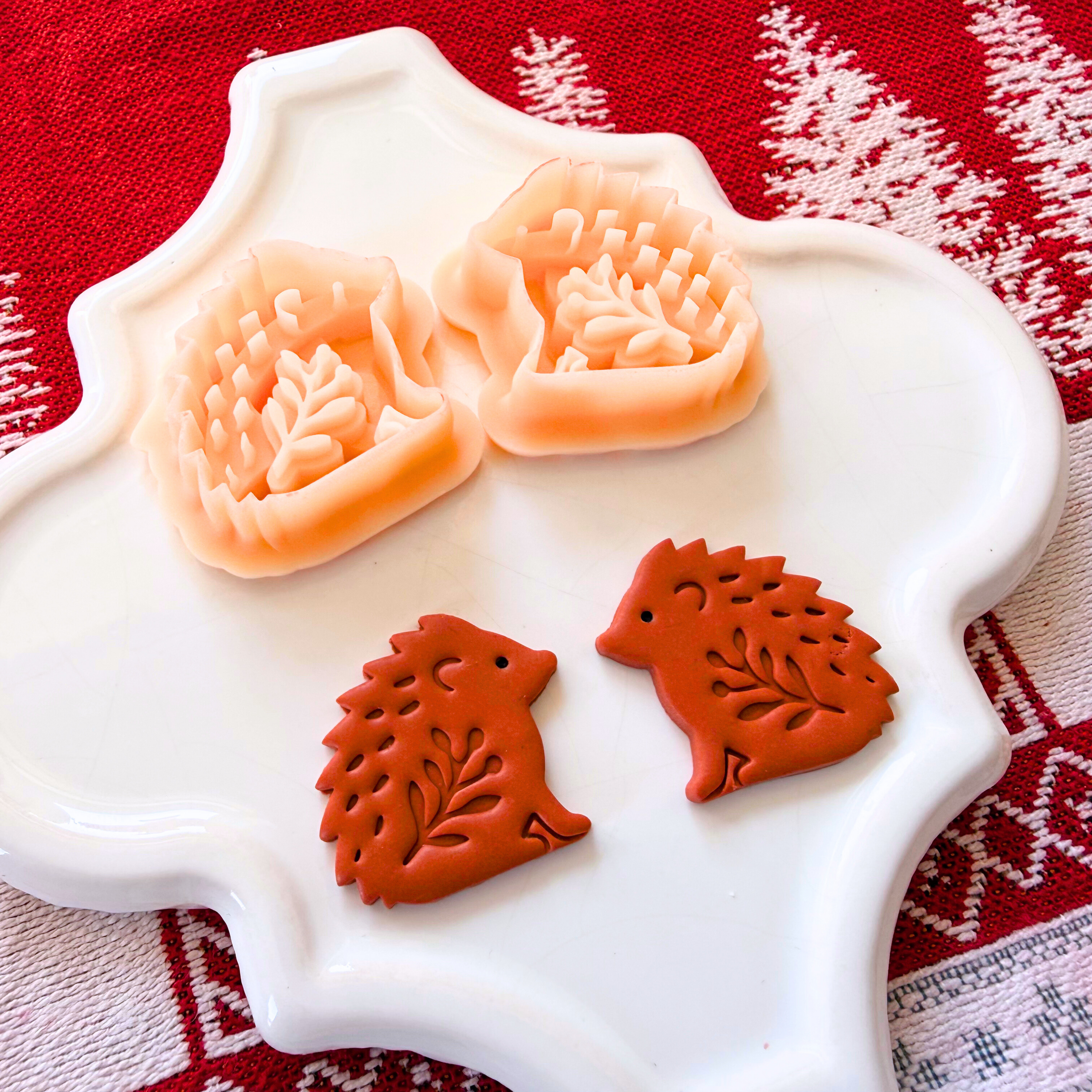 Nordic Hedgehog Clay Cutter Mirror Set – 1 and 1.25 Inch Christmas Polymer Clay Tools