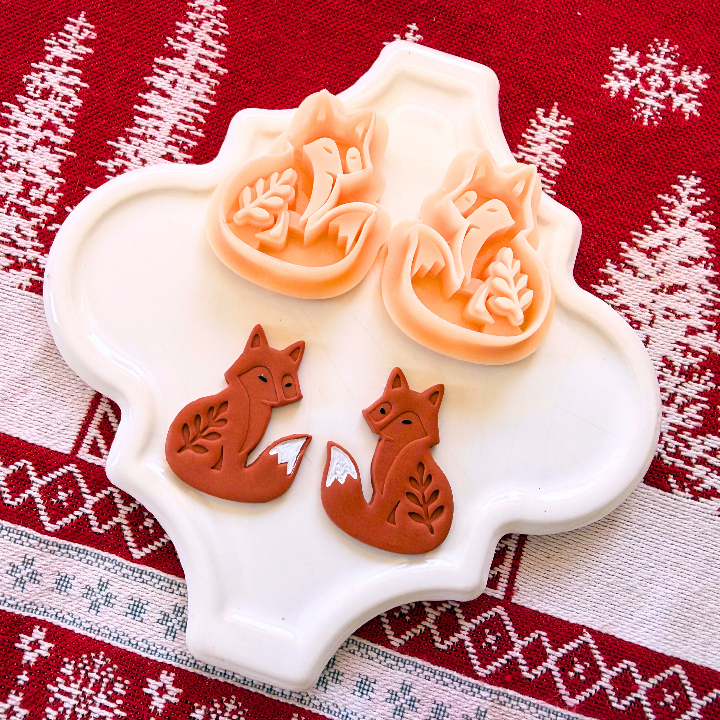 Nordic Fox Clay Cutter Mirror Set – 1.25 Inch Christmas Polymer Clay Tools
