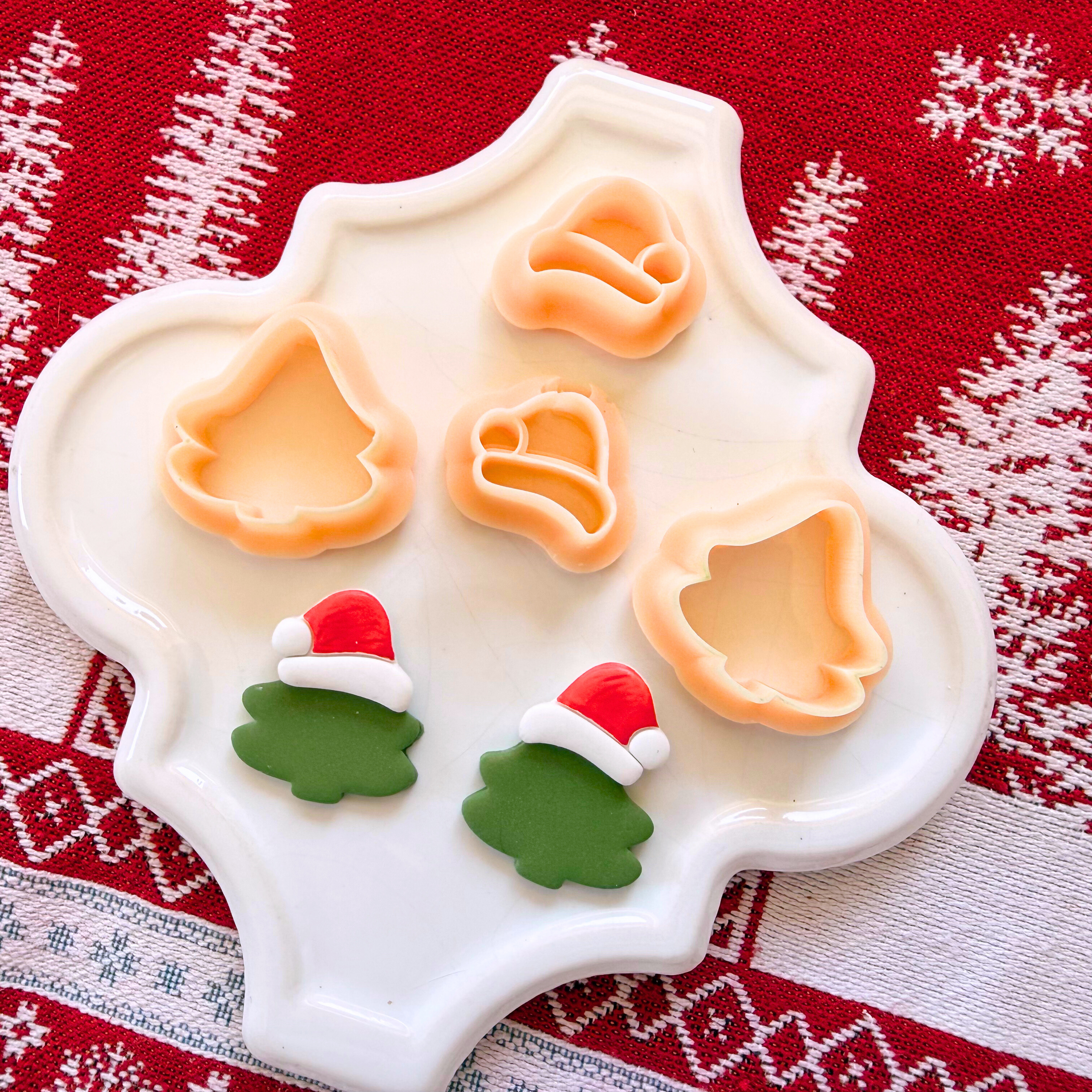 Santa Hat Christmas Tree Clay Cutter Mirror Set – 1 and 1.25 Inch Polymer Clay Tools