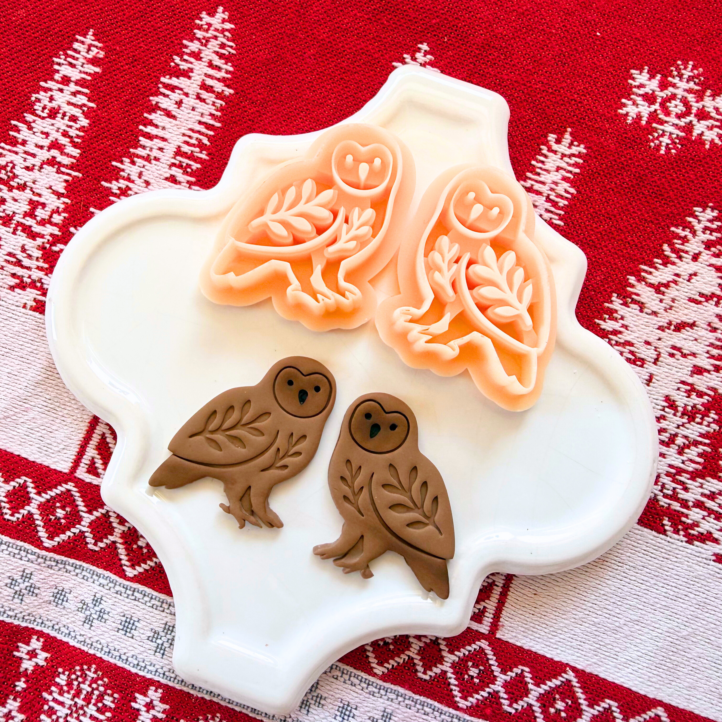 Nordic Owl Clay Cutter Mirror Set – 1.25 Inch Christmas Polymer Clay Tools