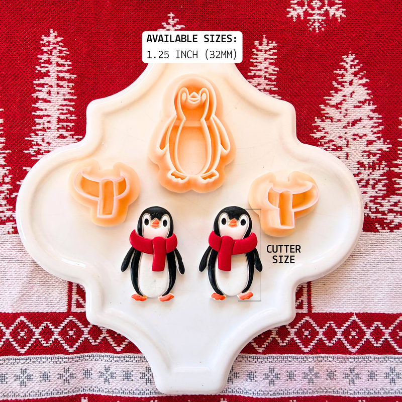 Christmas Penguin with Scarf Clay Cutter Set – 1.25 Inch Polymer Clay Tools