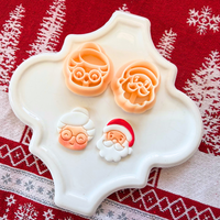 Santa and Mrs Claus Clay Cutters – 1, 1.25, 1.5 Inch Christmas Polymer Clay Tools