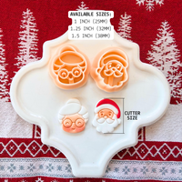 Santa and Mrs Claus Clay Cutters – 1, 1.25, 1.5 Inch Christmas Polymer Clay Tools