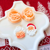 Santa and Mrs Claus Clay Cutters – 1, 1.25, 1.5 Inch Christmas Polymer Clay Tools