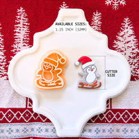 Penguin on Sled Clay Cutter – 1.25 Inch Single or Mirror Christmas Polymer Clay Tool