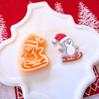 Penguin on Sled Clay Cutter – 1.25 Inch Single or Mirror Christmas Polymer Clay Tool